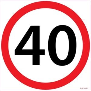 Small School Bus 40Km/h signage (250mm x 250mm)