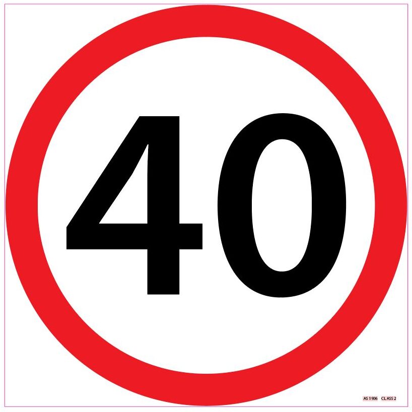 Small School Bus 40Km/h signage (250mm x 250mm)