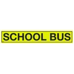 School Bus Sign – large, standard height lettering, 900mm x 150mm. Useful for small to medium sized school buses such as Toyota HiAce Commuter, Mitsubishi Rosa, Toyota Coaster. It is also used for some dual front windscreen buses such as Yutong and King Long.