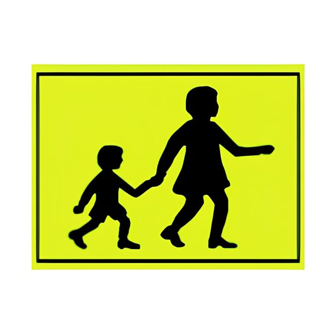 ΩSchool Bus Sign – Mother & Child Sign (400mm x 300mm). Used for School Buses in Victoria, Queensland, South Australia, Northern Territory, Western Australia