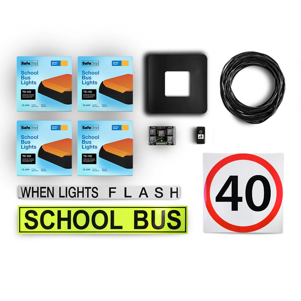 NSW TS150 school bus light kit with Safebus SB001A lights & signage