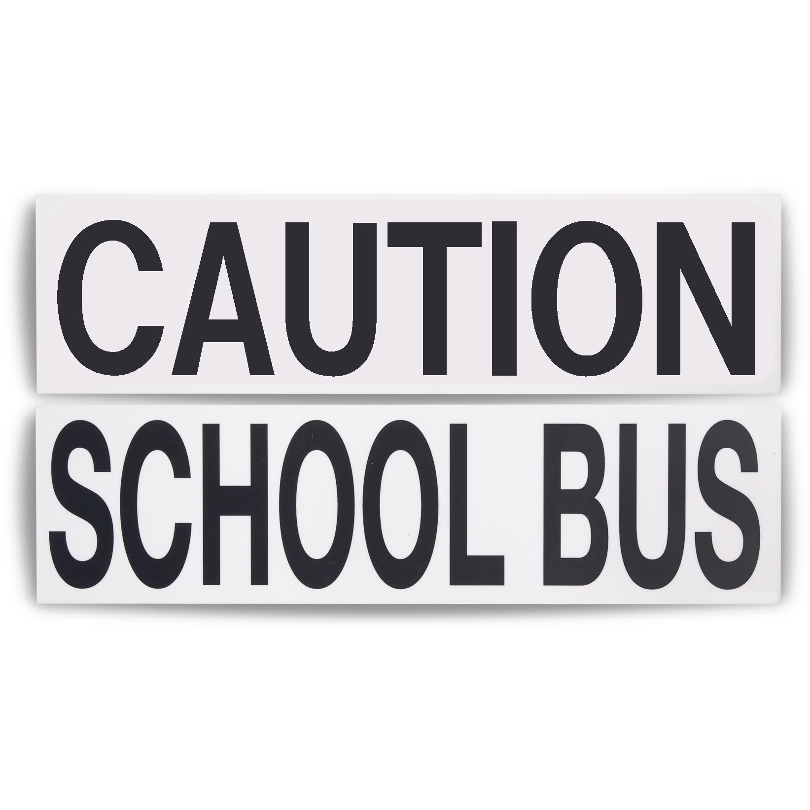 School Bus & Caution Signs – 2 piece, internally applied to school bus windscreens in South Australia. Useful for small & large sized school buses such as Mitsubishi Rosa, Toyota Coaster, Toyota HiAce Commuter, LDV, Yutong, King Long, BCI, Marco Polo, Volvo, Scania, Volgren.