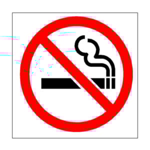 No Smoking sticker 200x200mm, printed on white vinyl