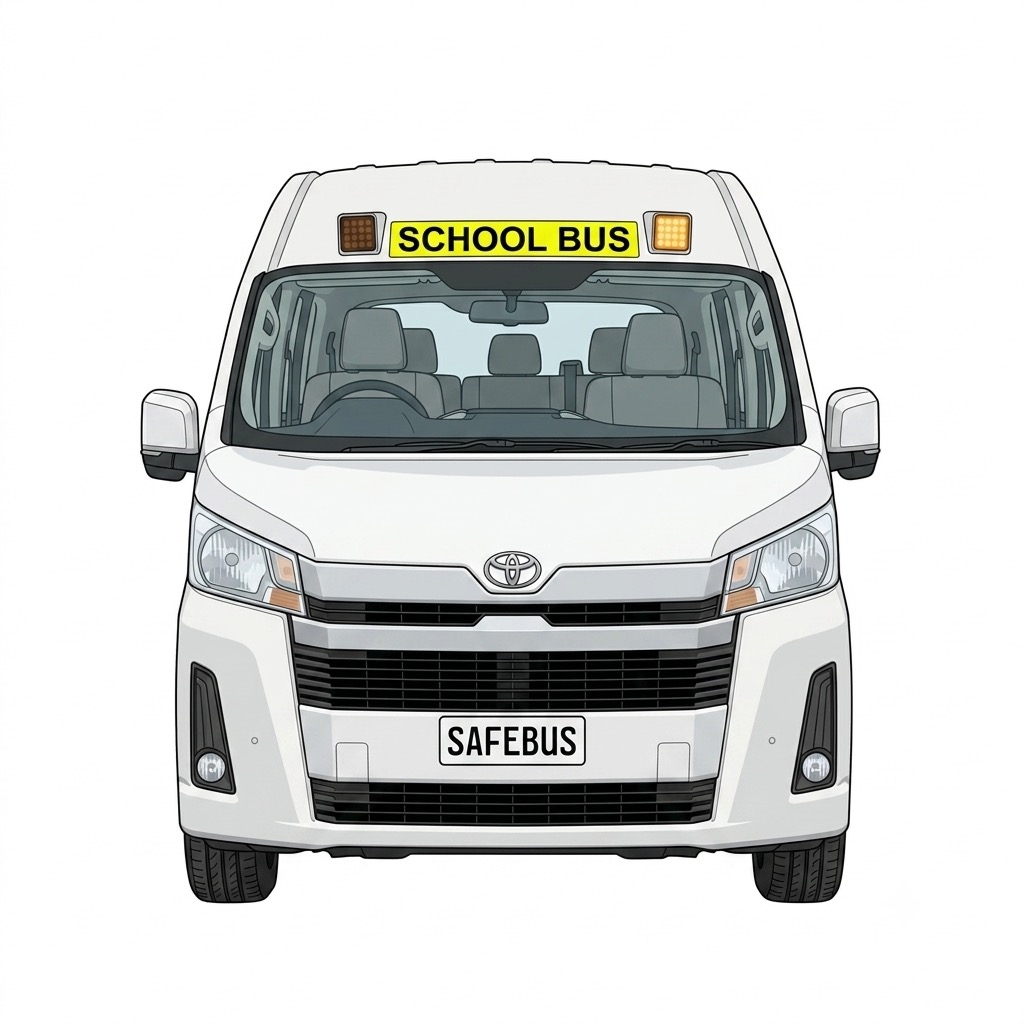 SafeBus school bus light kit installation — Toyota HiAce Commuter (2019+)