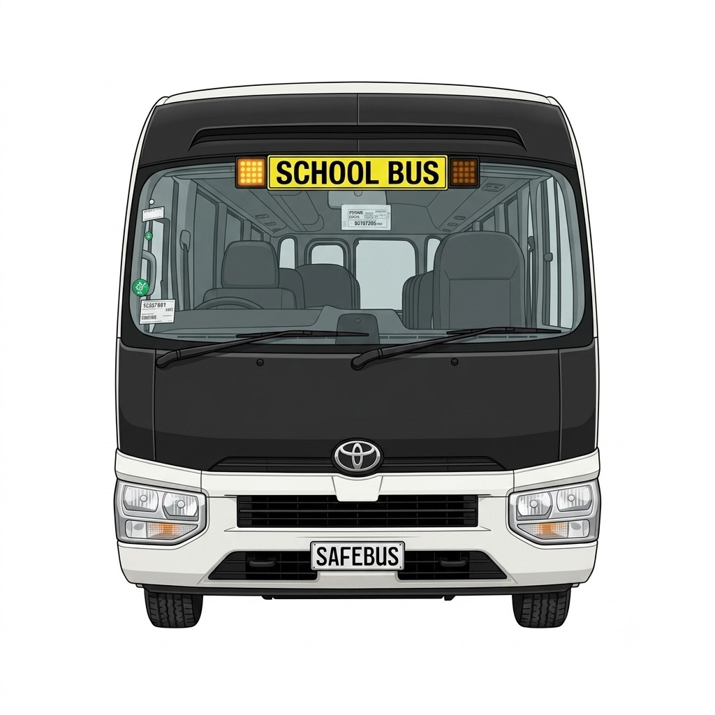 Toyota Coaster front view, internal mount