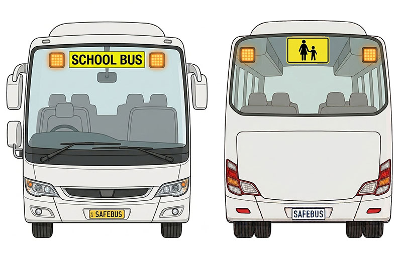 Coach bus front and rear, internal mount