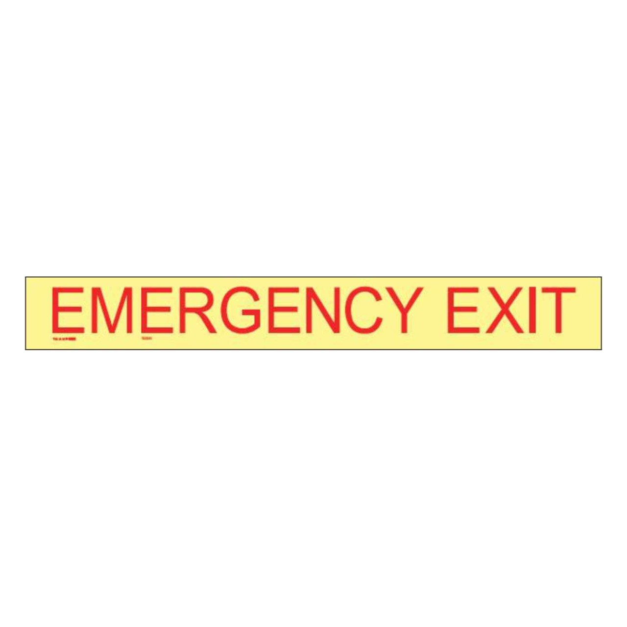 Emergency Exit sticker 320mm x 45mm, red on glow in the dark vinyl